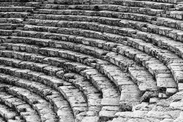 monochrome detail view of the greek Theater in Segesta