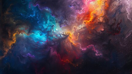 Fototapeta na wymiar Abstract cosmic nebula with colorful gases