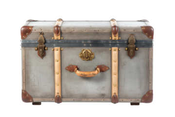 Joyful Journey: An Old Trunk Smiling. On a Clear PNG or White Background.