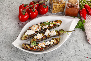 Grilled eggplant with feta cheese