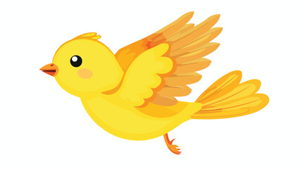 Cartoon cute yellow bird flying Flat vector isolated