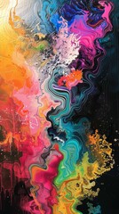 Fototapeta premium Vibrant abstract fluid art painting