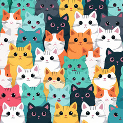 seamless pattern with cats,Generated By Ai