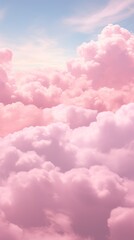 A pink sky with fluffy clouds