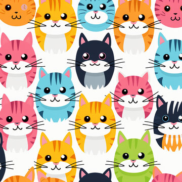 seamless background with cats,seamless cats pattern,Generated By Ai