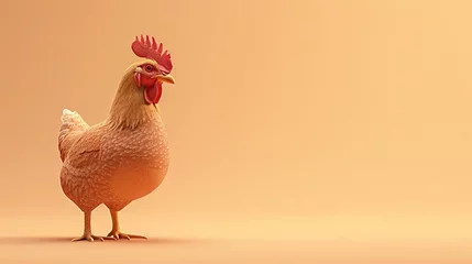 Foto auf Alu-Dibond a chicken standing on a yellow surface © PROSTOCK