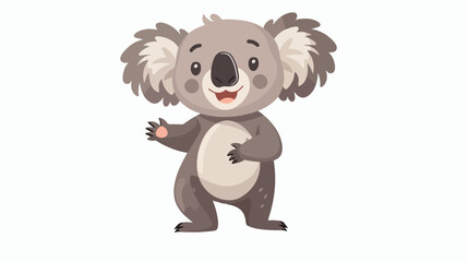 Cartoon happy koala on white background Flat vector isolated