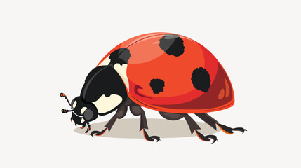 Cartoon happy ladybug on white background Flat vector
