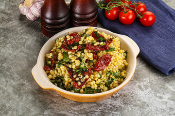 Vegetarian Pasta ptitim with vegetables
