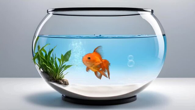 A goldfish in a glass bowl