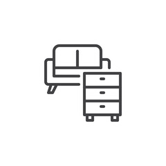 Furniture items line icon