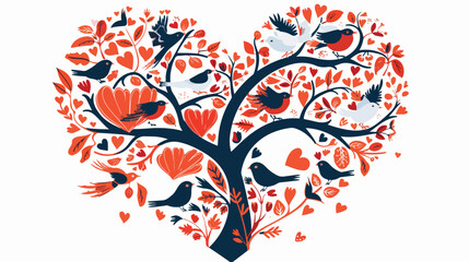 A heart tree love doves birds St. Valentines Day background