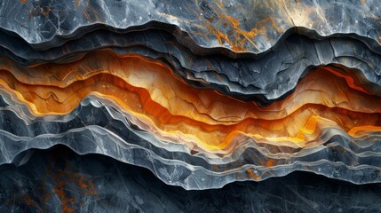 Abstract layers of orange and blue textures - obrazy, fototapety, plakaty