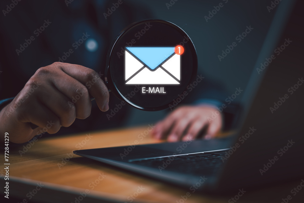 Poster business communication contact newsletter concept. icon new email, send an information message email