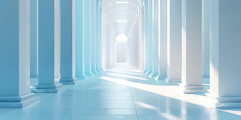 Architectural fantasy background with columns and beautiful shadows generative ai