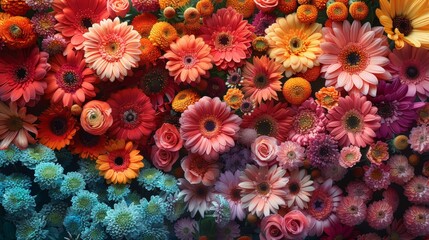 Vibrant assortment of various colorful flowers