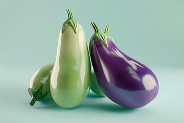 a group of eggplants on a blue background