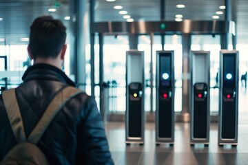 man passing through airport biometric gate