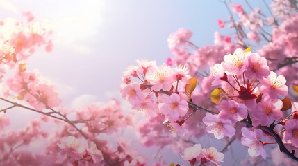 Pink cherry blossoms. spring background. 