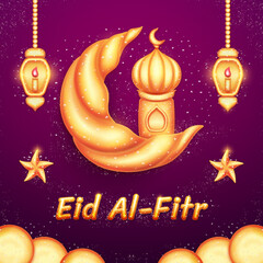Obraz na płótnie Canvas Eid Al fitr islamic background with butter biscuit theme