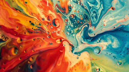 Abstract colorful swirl of liquid and bubbles