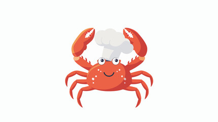 Cute Sea Animal Chef Logo Illustration  Italian Crab