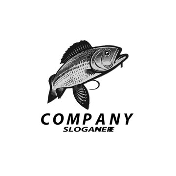 fish logo template, simple illustration, fishing concept