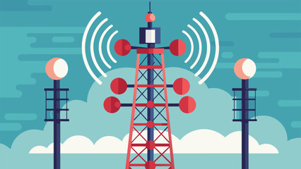 A detailed view of a 5G tower with multiple antennas illustrating the technologys ability to handle high volumes of data traffic and provide
