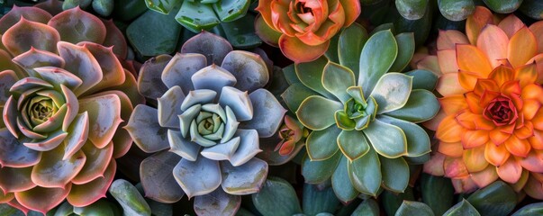 Colorful succulent plants collection - obrazy, fototapety, plakaty