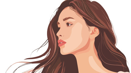 Drawing portrait woman female design flat vector isolated
