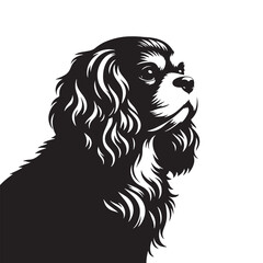 Fototapeta premium Elegant Cavalier King Charles Spaniel Silhouette, Vector Dog Breed Illustration, Graceful Pet Profile- Cavalier King Charles Spaniel black vector stock