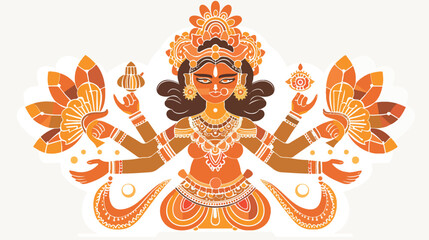 Durga hindu flat vector isolated on white background