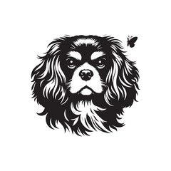 Elegant Cavalier King Charles Spaniel Silhouette, Vector Dog Breed Illustration, Graceful Pet Profile- Cavalier King Charles Spaniel black vector stock