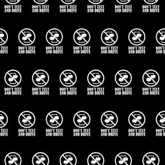 No texting, no cell phone seamless pattern on  black background