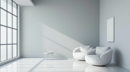 Image of a minimalist gray interior. - 772845056