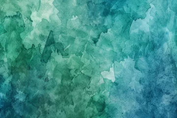 Poster Blue green watercolor background with grainy noise grungy texture, abstract illustration © furyon