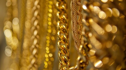 Image of elegant gold chains. - 772845073