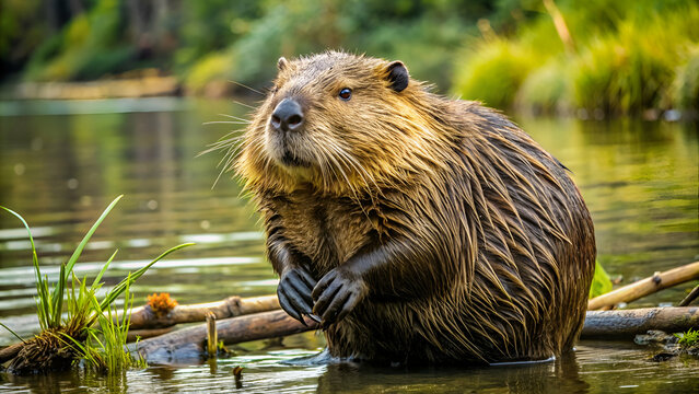 Fototapeta Beaver river animal wild