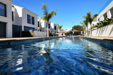 Fototapeta premium townhouses with shared outdoor swimming pool
