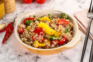 Dietary vegetarian quinoa with vegetables