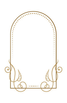 Vector vertical arch shape frame with ivy leaves decoration