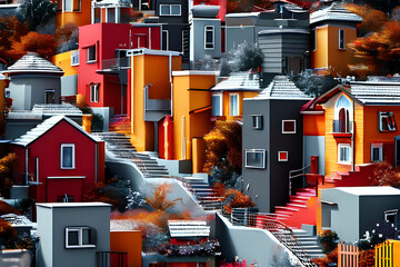 houses in the city. Generative AI - obrazy, fototapety, plakaty