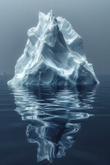 Sleek representation of an iceberg with submerged data layers, on an unseen data background, concept for hidden insights in data analysis. - obrazy, fototapety, plakaty
