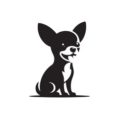 Chihuahua Dog Silhouette Vector: Tiny, Elegant, Expressive Breed Profile in Minimalist Graphic Design- Chihuahua black vector stock.