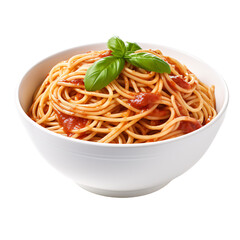 Close up of a spaghettis bowl with tomato sauce on top, full bowl of spaghetti 