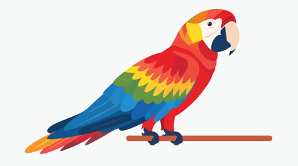 Flat color of parrot  flat vector isolated on white background