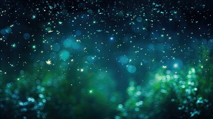 a blurry image of a green and blue background with small stars