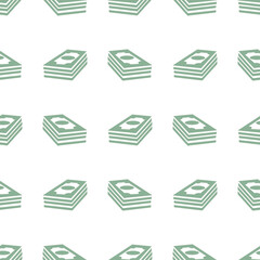 Vector seamless pattern with money. Stacks of dollar banknotes.