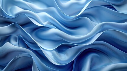 Obraz premium abstract background with blue wavy ribbons, folded cloth macro