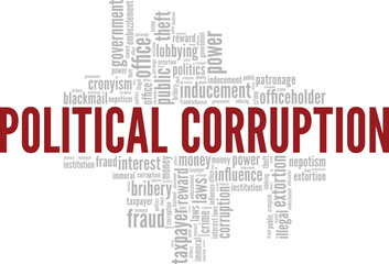 Political Corruption word cloud conceptual design isolated on white background.